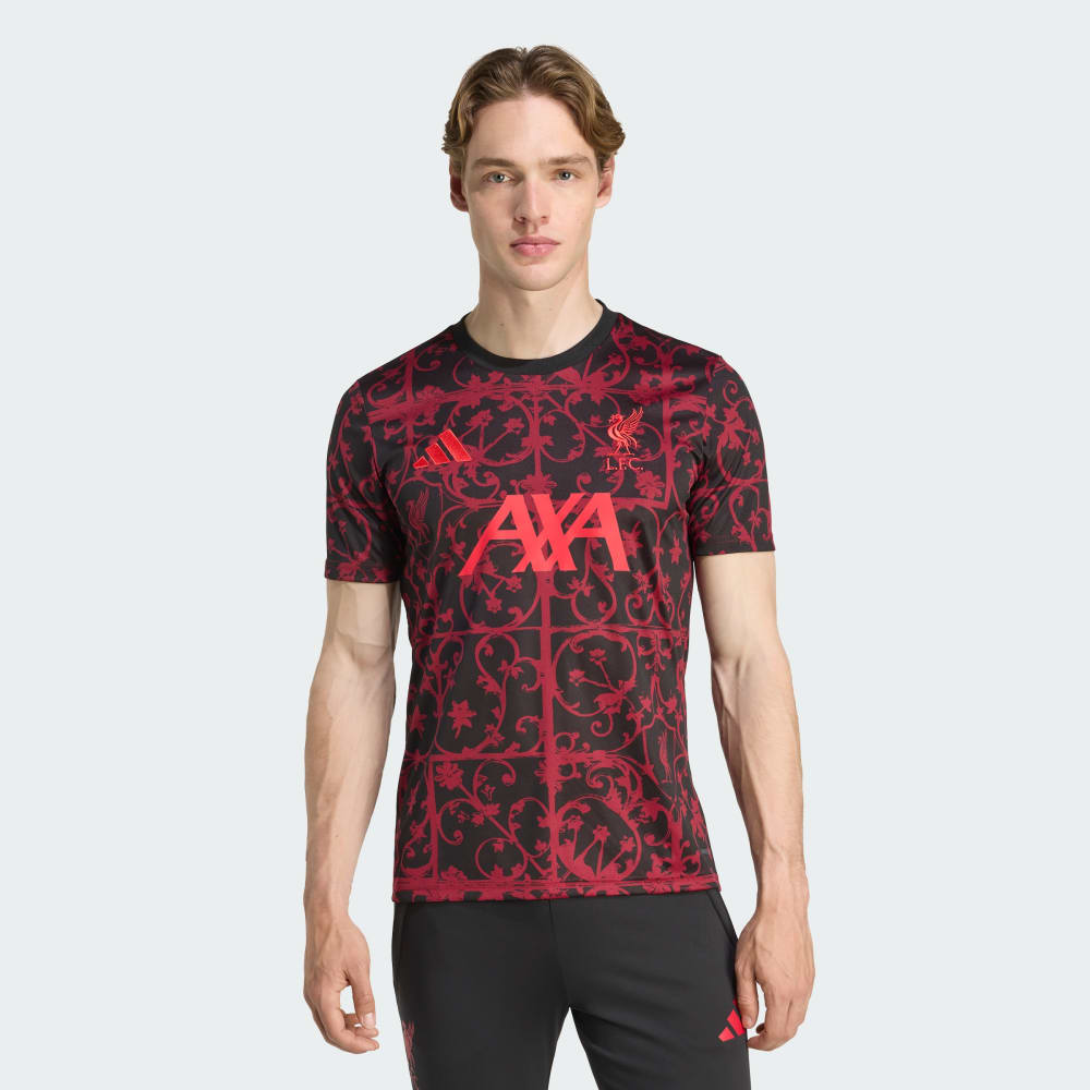 Джерси Adidas Liverpool FC 25/26 Pre-Match Jersey, цвет Black/Pure Ruby 
Джерси Adidas Liverpool FC 25/26 Pre-Match Jersey, цвет Black/Pure Ruby