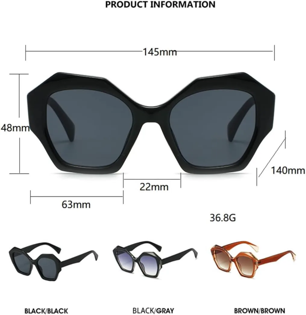Винтажные женские солнцезащитные очки в форме многоугольника и квадрата, модные шестиугольные очки с оправой, защищающей от УФ-излучения (UV400) UATXTAU, Black
Винтажные женские солнцезащитные очки в форме многоугольника и квадрата, модные шестиугольные очки с оправой, защищающей от УФ-излучения (UV400) UATXTAU, Black