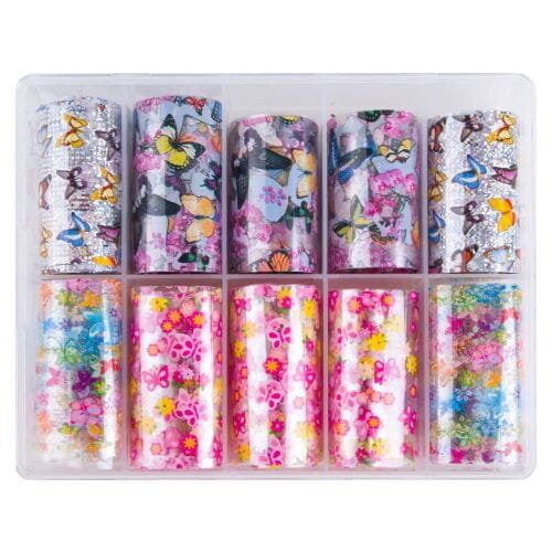 Трансферная фольга Бабочки - фольга для декорирования гибридными лаками, УФ-гелями и акрилом Узор XKZ-09-01 (10 рулонов), AlleBeauty
Трансферная фольга Бабочки - фольга для декорирования гибридными лаками, УФ-гелями и акрилом Узор XKZ-09-01 (10 рулонов), AlleBeauty