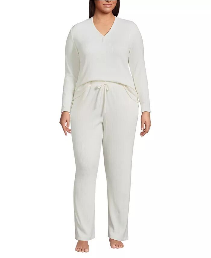 Уютный пижамный комплект из 2 предметов большого размера - топ с длинными рукавами и брюки Lands' End, слоновая кость/кремовый
Уютный пижамный комплект из 2 предметов большого размера - топ с длинными рукавами и брюки Lands' End, слоновая кость/кремовый