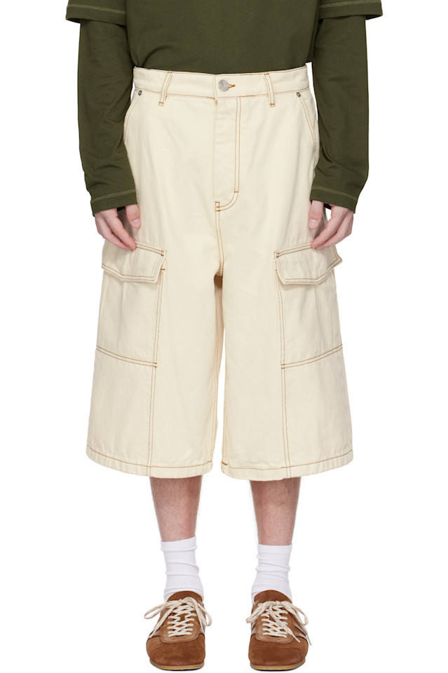 Хлопковые широкие бермуды карго Ami Paris, белый
Хлопковые широкие бермуды карго Ami Paris, белый