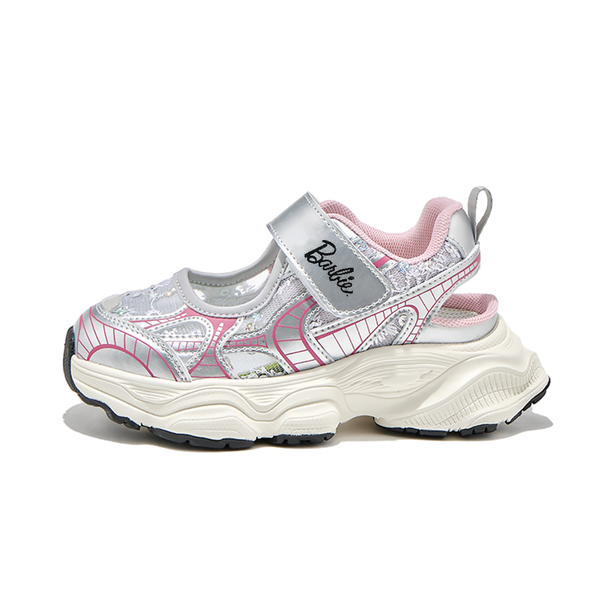 Износостойкие дышащие низкие детские кроссовки для повседневной жизни Barbie, серебряный/персик 
Износостойкие дышащие низкие детские кроссовки для повседневной жизни Barbie, серебряный/персик