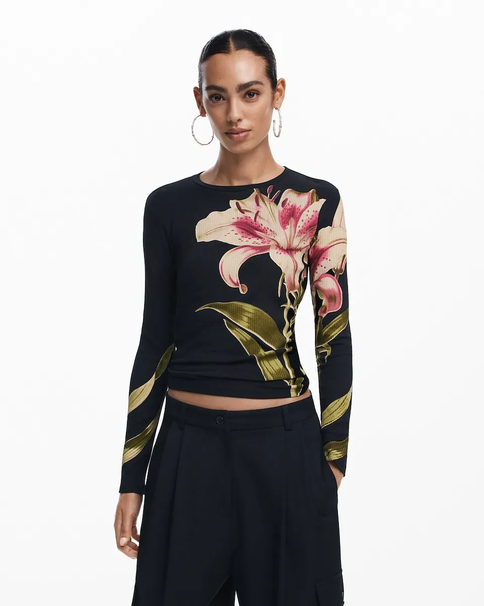 Женская футболка с длинным рукавом с принтом орхидеи Desigual, черный
Женская футболка с длинным рукавом с принтом орхидеи Desigual, черный