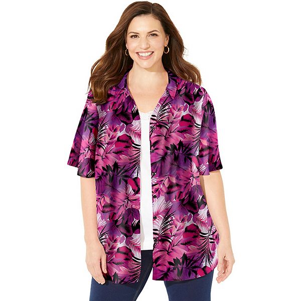 Блузка с коротким рукавом для женщин plus size petite timeless Catherines, Berry Pink Palm Leaves
Блузка с коротким рукавом для женщин plus size petite timeless Catherines, Berry Pink Palm Leaves