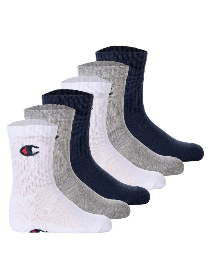 Champion Носки, упаковка из 6 пар, сине-бело-серые
Champion Носки, упаковка из 6 пар, сине-бело-серые