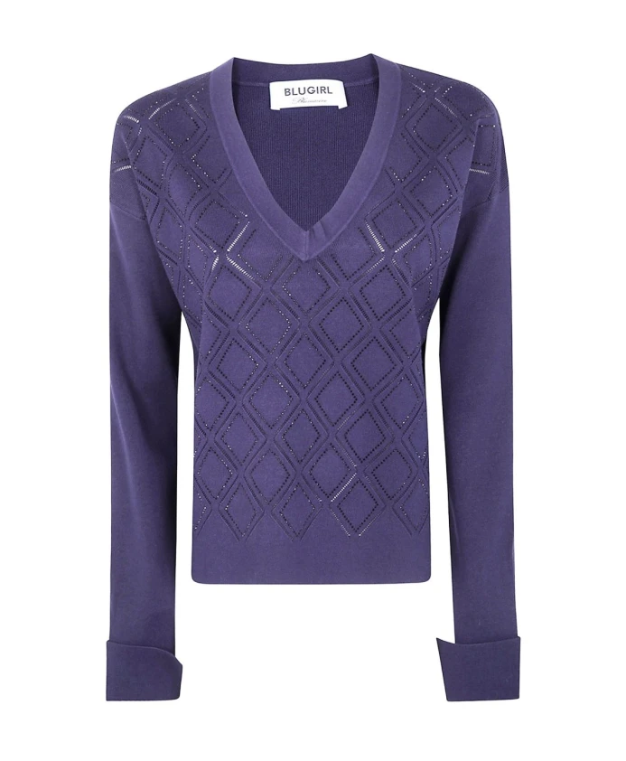 Свитер с V-образным вырезом и декором Blugirl, черный
Свитер с V-образным вырезом и декором Blugirl, черный