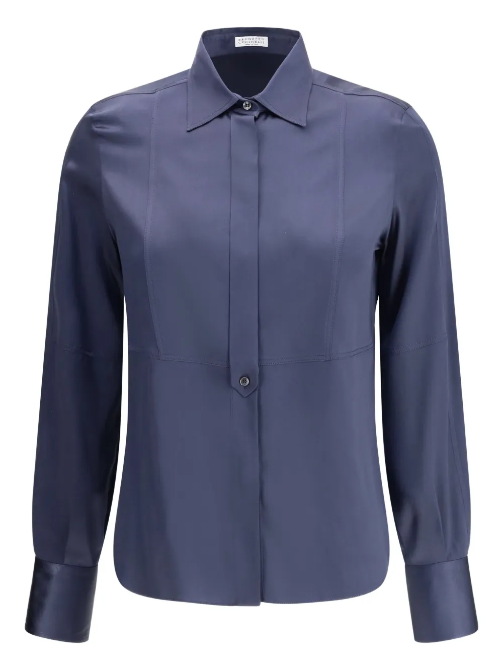 Шелковая рубашка с длинными рукавами Brunello Cucinelli, синий
Шелковая рубашка с длинными рукавами Brunello Cucinelli, синий