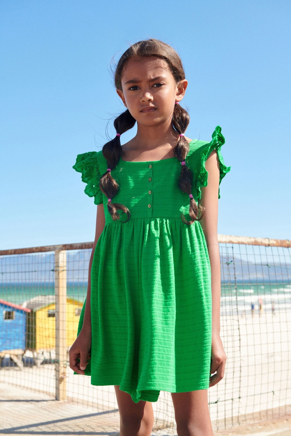 Фактурный комбинезон с рюшами на рукавах Next, зеленый
Фактурный комбинезон с рюшами на рукавах Next, зеленый