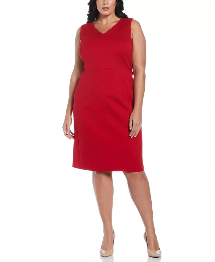 Платье-футляр из габардина больших размеров без рукавов с V-образным вырезом Rafaella, красный
Платье-футляр из габардина больших размеров без рукавов с V-образным вырезом Rafaella, красный