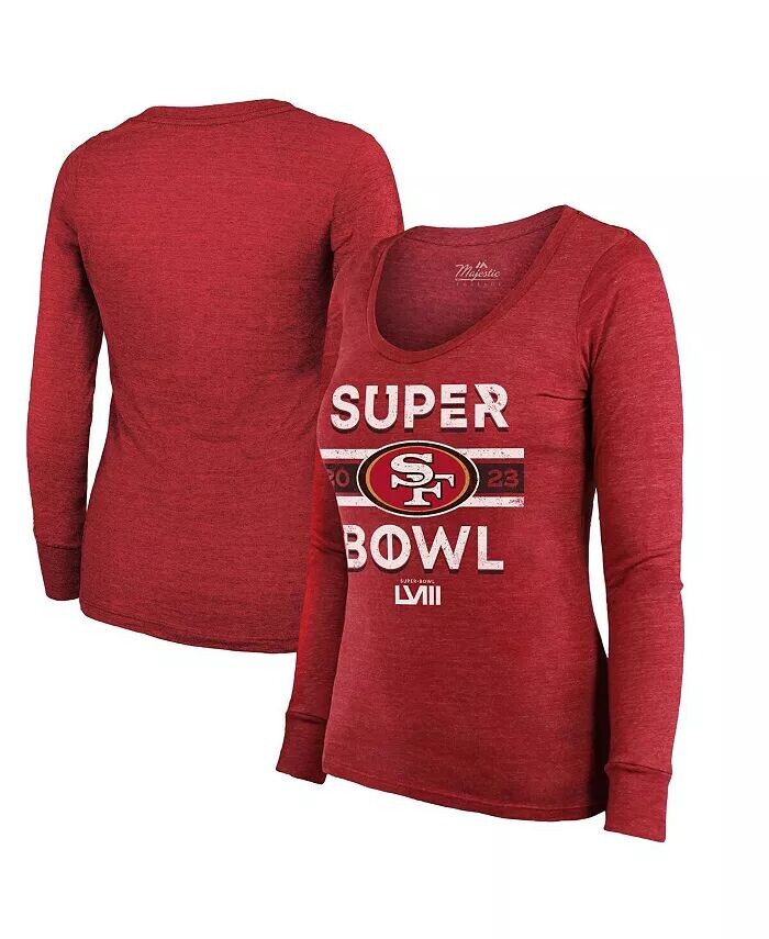 Женская футболка с принтом Scarlet San Francisco 49ers Super Bowl LVIII Make It Happen Tri-Blend, футболка с длинными рукавами и круглым вырезом Majestic, красный
Женская футболка с принтом Scarlet San Francisco 49ers Super Bowl LVIII Make It Happen Tri-Blend, футболка с длинными рукавами и круглым вырезом Majestic, красный