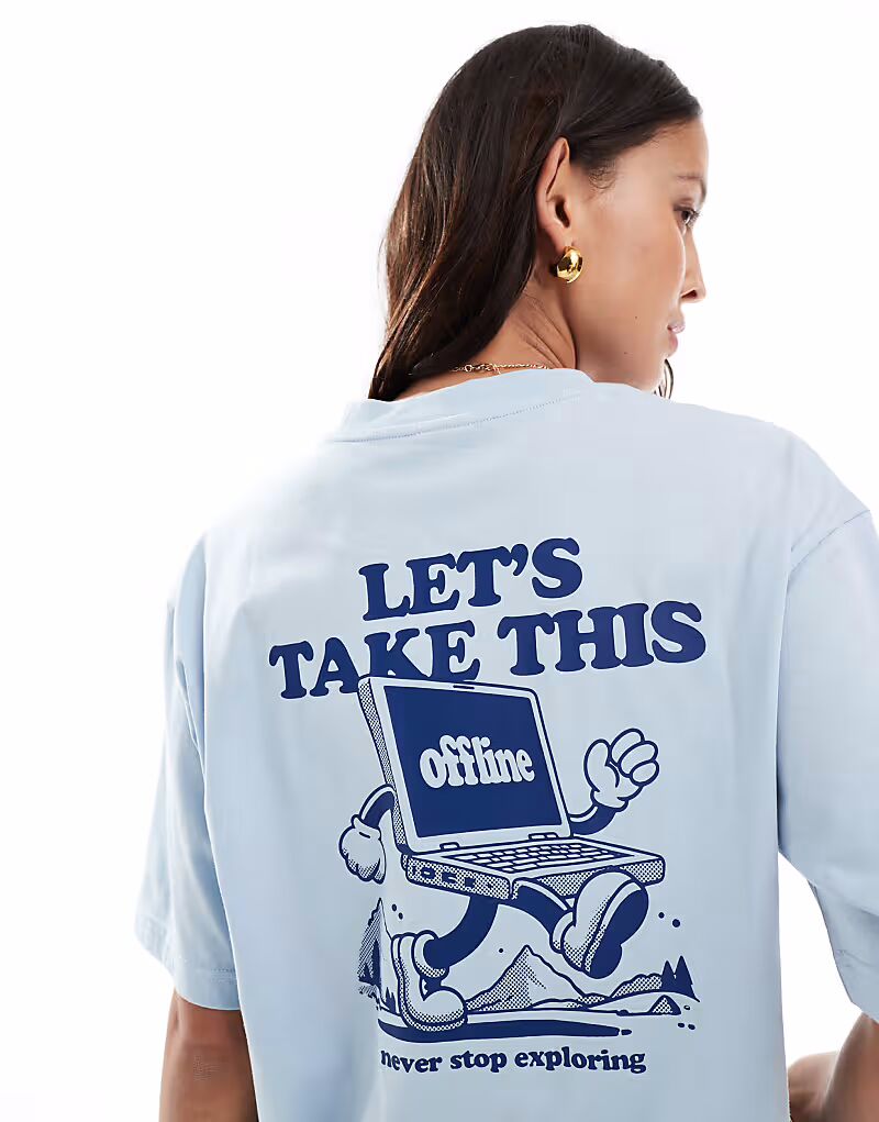 Футболка оверсайз с принтом на спине The North Face Explore светло-голубого цвета
Футболка оверсайз с принтом на спине The North Face Explore светло-голубого цвета