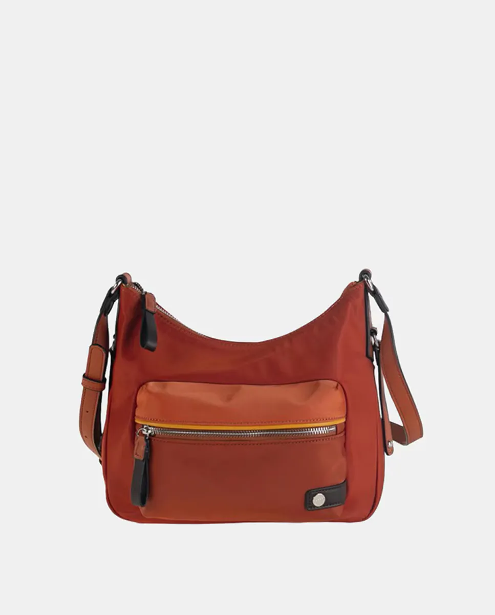 Средняя модель сумки-бандо через плечо из нейлона цвета кожи с комбинированными кожаными вставками и шоколадно-коричневыми деталями Volum, коричневый
Средняя модель сумки-бандо через плечо из нейлона цвета кожи с комбинированными кожаными вставками и шоколадно-коричневыми деталями Volum, коричневый