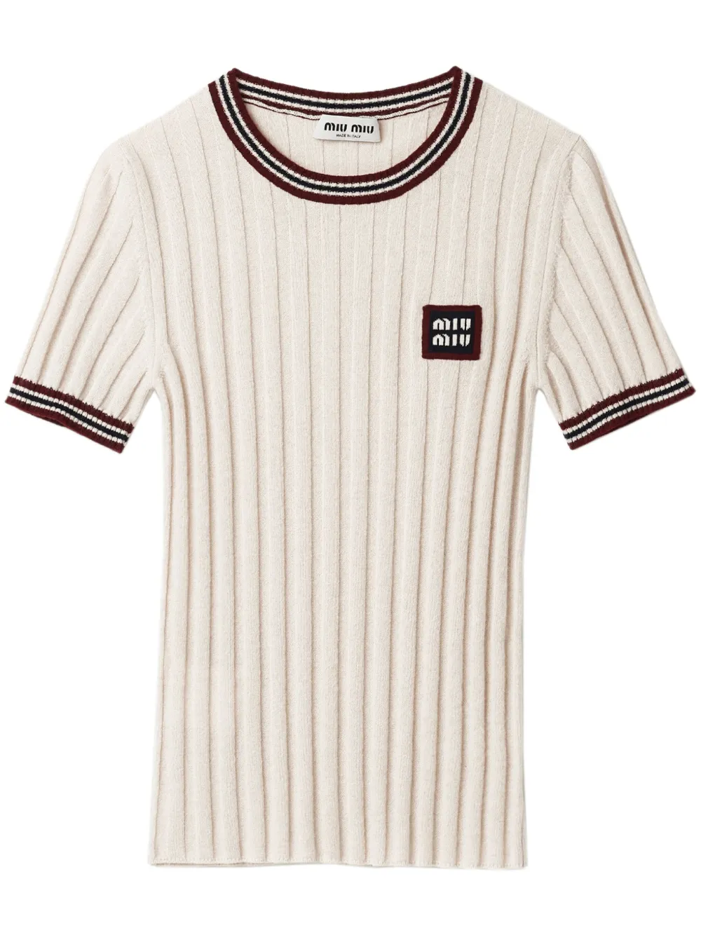 Кашемировый топ с логотипом MIU MIU, нейтральный
Кашемировый топ с логотипом MIU MIU, нейтральный