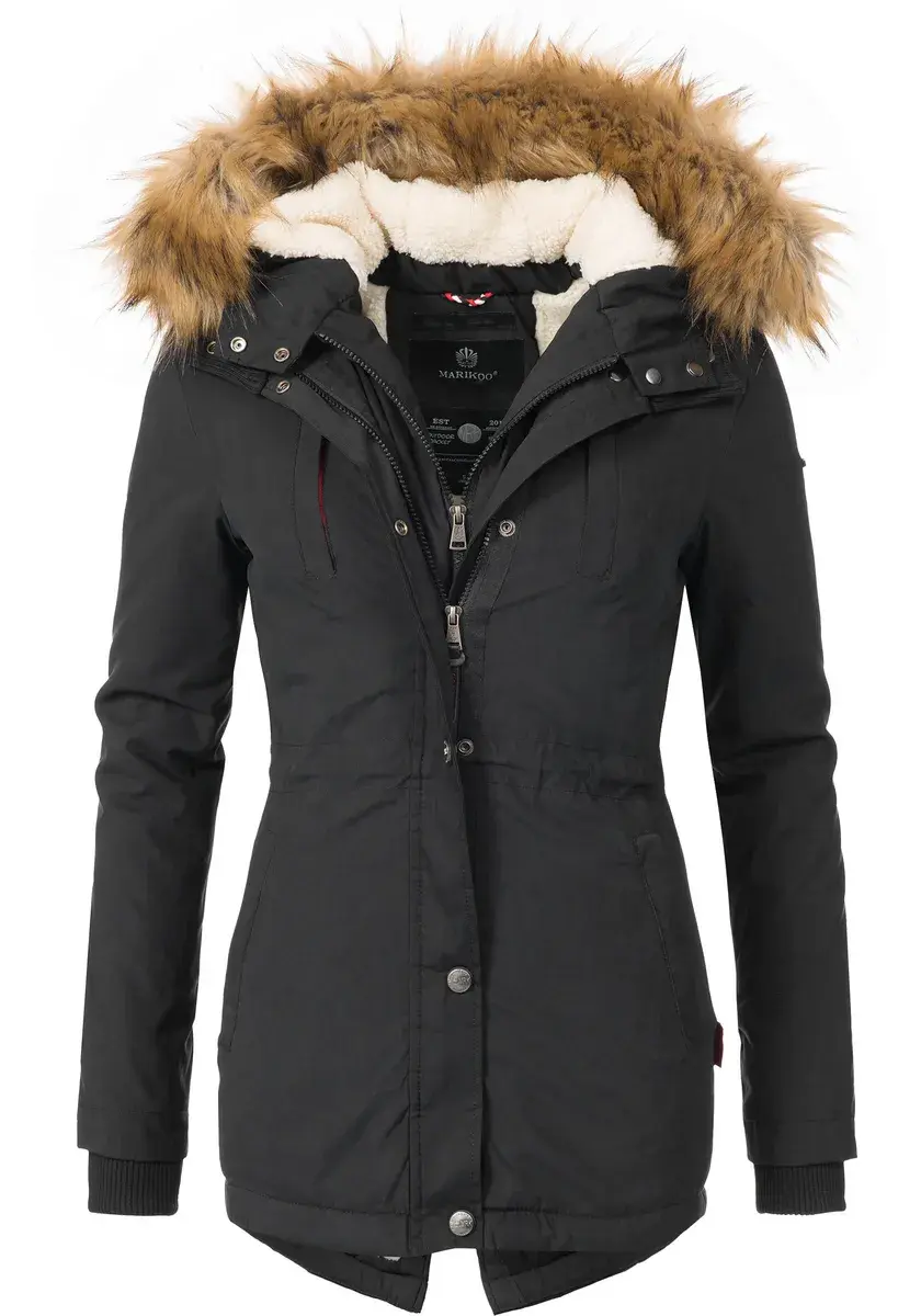 Зимнее пальто Marikoo "Akira", элегантная зимняя парка с капюшоном из искусственного меха, черный
Зимнее пальто Marikoo "Akira", элегантная зимняя парка с капюшоном из искусственного меха, черный