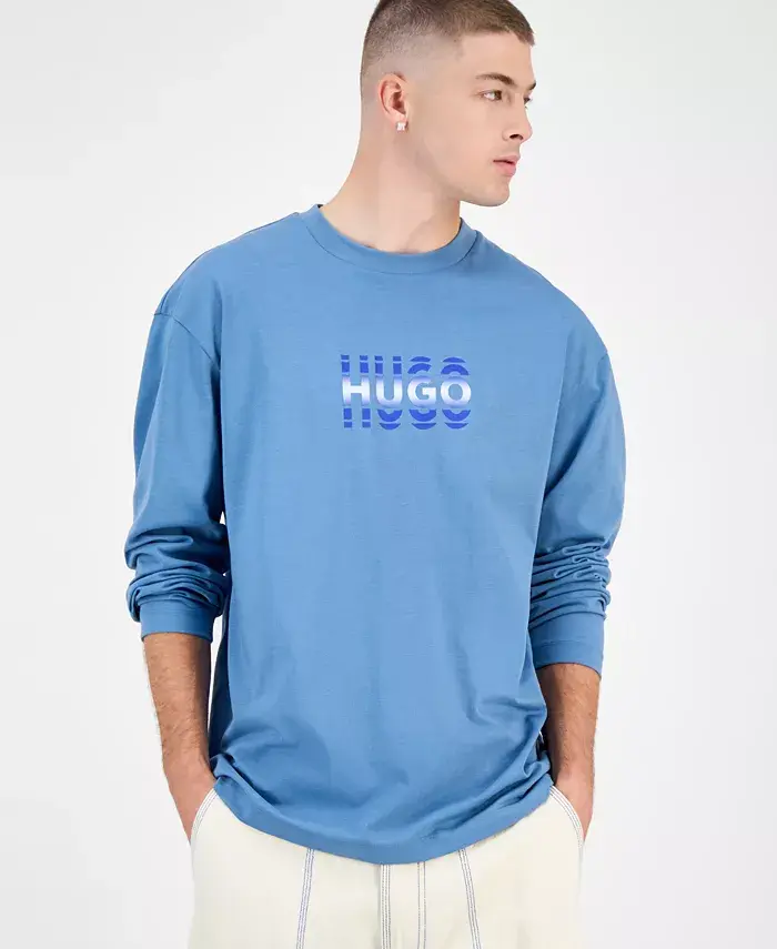 Мужская хлопковая футболка Niftilong с логотипом и длинным рукавом Hugo Boss, синий
Мужская хлопковая футболка Niftilong с логотипом и длинным рукавом Hugo Boss, синий