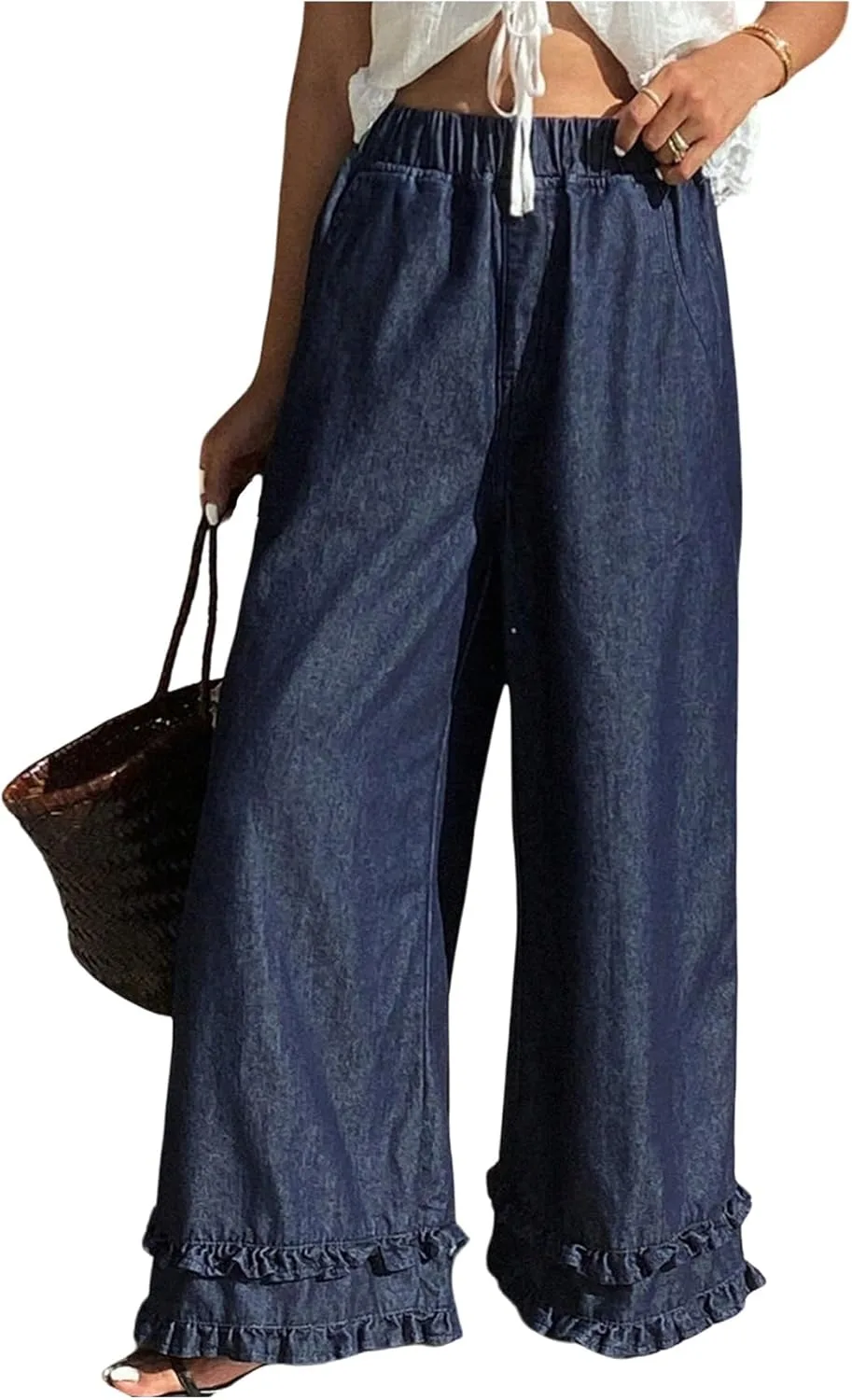 Женские джинсы OYOANGLE с широкими штанинами и эластичным поясом
Женские джинсы OYOANGLE с широкими штанинами и эластичным поясом