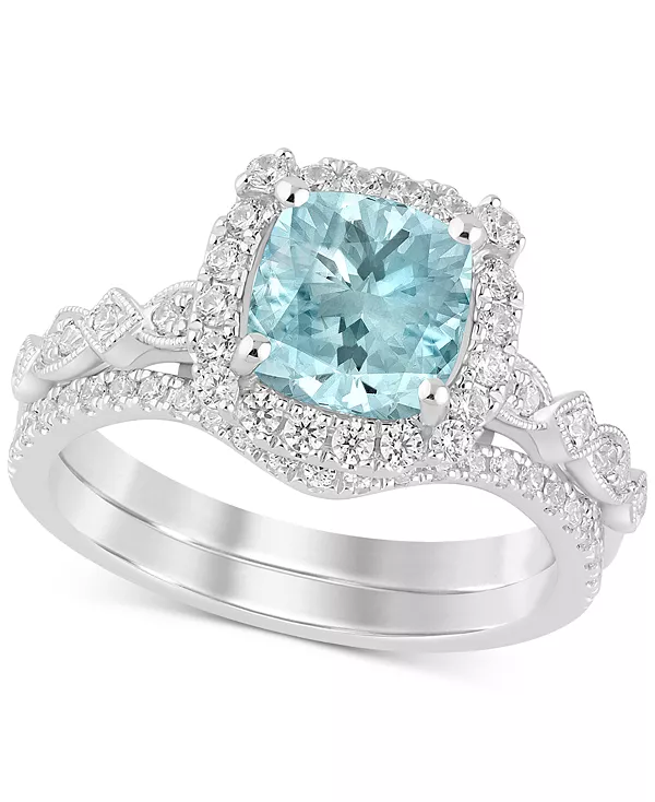 Свадебное кольцо с аквамарином (1-1/4 карата) и бриллиантом (1/2 карата) из 14-каратного белого золота Macy'S, aquamarine
Свадебное кольцо с аквамарином (1-1/4 карата) и бриллиантом (1/2 карата) из 14-каратного белого золота Macy'S, aquamarine
