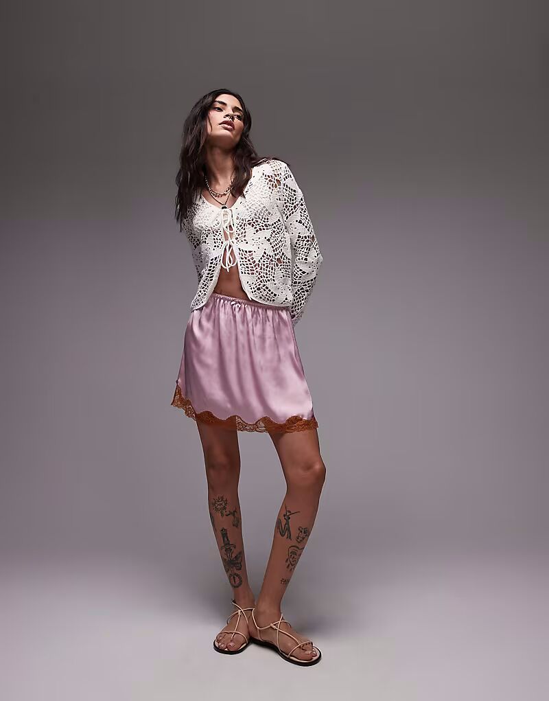 Юбка из атласного кружева Topshop розового цвета с горчичным кружевом
Юбка из атласного кружева Topshop розового цвета с горчичным кружевом