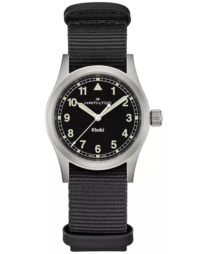 Женские швейцарские полевые часы с черным текстильным ремешком 33 мм Hamilton
Женские швейцарские полевые часы с черным текстильным ремешком 33 мм Hamilton