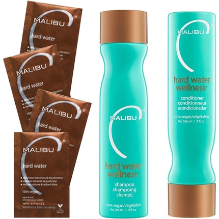 Набор для оздоровления при жесткой воде, 9 унций шампуня, 9 унций кондиционера и 0,17 унции средства для очистки жесткой воды Malibu 
Набор для оздоровления при жесткой воде, 9 унций шампуня, 9 унций кондиционера и 0,17 унции средства для очистки жесткой воды Malibu