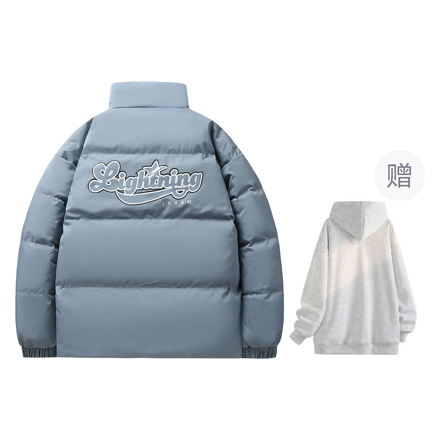 Ретро стиль унисекс стеганая куртка Lightning X Storm, синий (comes with светло-серый hoodie)
Ретро стиль унисекс стеганая куртка Lightning X Storm, синий (comes with светло-серый hoodie)