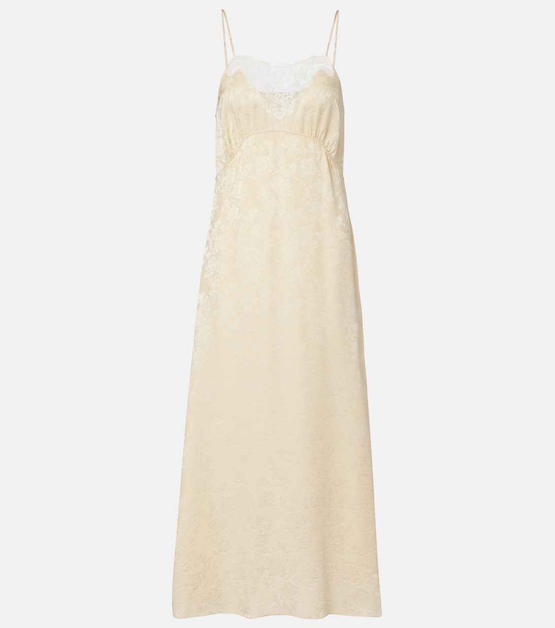 Платье миди из шелка с жаккардовой отделкой и кружевом Chloé, Powder Yellow
Платье миди из шелка с жаккардовой отделкой и кружевом Chloé, Powder Yellow