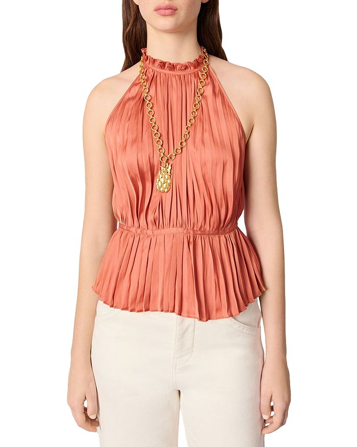 Топ без рукавов с завязками на спине и складками Maje, оранжевый
Топ без рукавов с завязками на спине и складками Maje, оранжевый