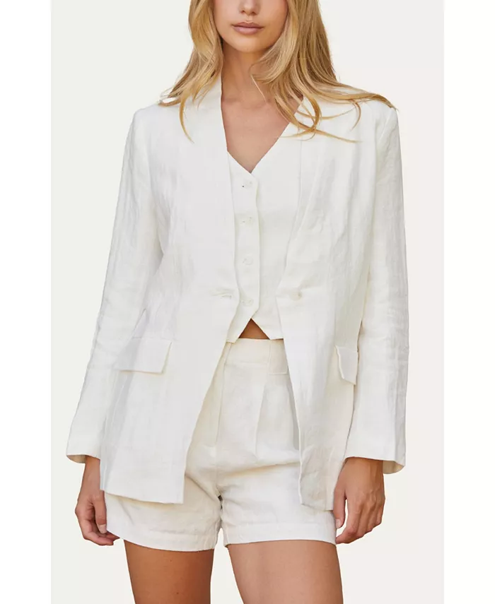 Женский льняной блейзер Zoey без воротника CRESCENT, белый
Женский льняной блейзер Zoey без воротника CRESCENT, белый