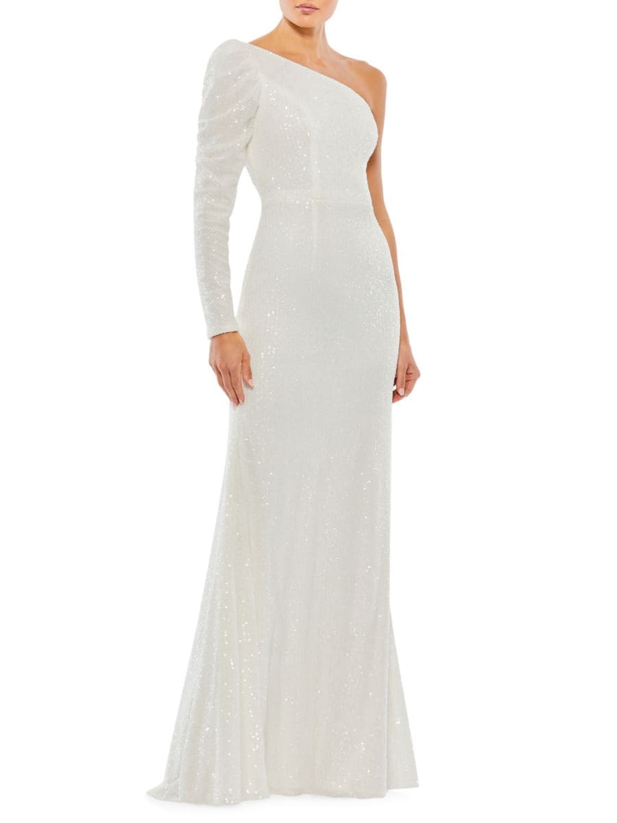 Платье-русалка на одно плечо с пайетками Mac Duggal, белый
Платье-русалка на одно плечо с пайетками Mac Duggal, белый