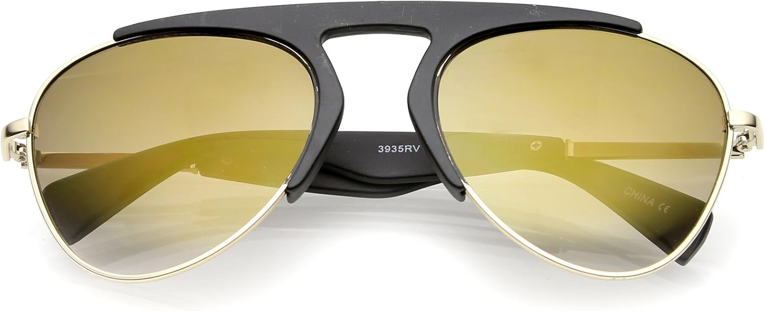 zeroUV - Солнцезащитные очки-авиаторы с массивной перемычкой над бровями, оправой в форме замочной скважины, цветными зеркальными линзами, диаметр линз 56 мм, Matte Black-gold / Gold Mirror
zeroUV - Солнцезащитные очки-авиаторы с массивной перемычкой над бровями, оправой в форме замочной скважины, цветными зеркальными линзами, диаметр линз 56 мм, Matte Black-gold / Gold Mirror