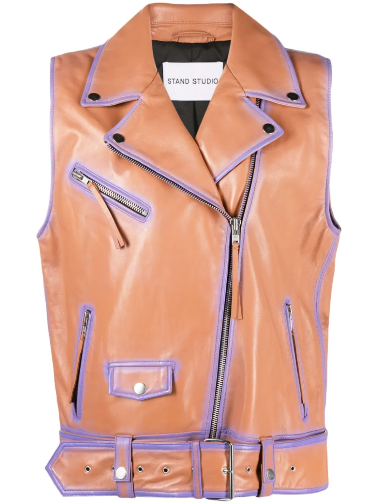 STAND STUDIO кожаный жилет с контрастной отделкой, коричневый
STAND STUDIO кожаный жилет с контрастной отделкой, коричневый