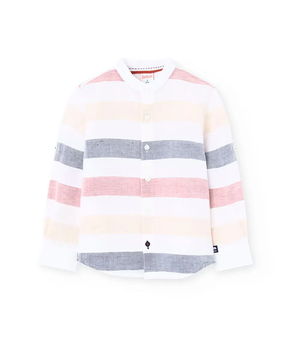 Рубашка в полоску для мальчиков с мандариновым воротником Boboli, многоцветный
Рубашка в полоску для мальчиков с мандариновым воротником Boboli, многоцветный