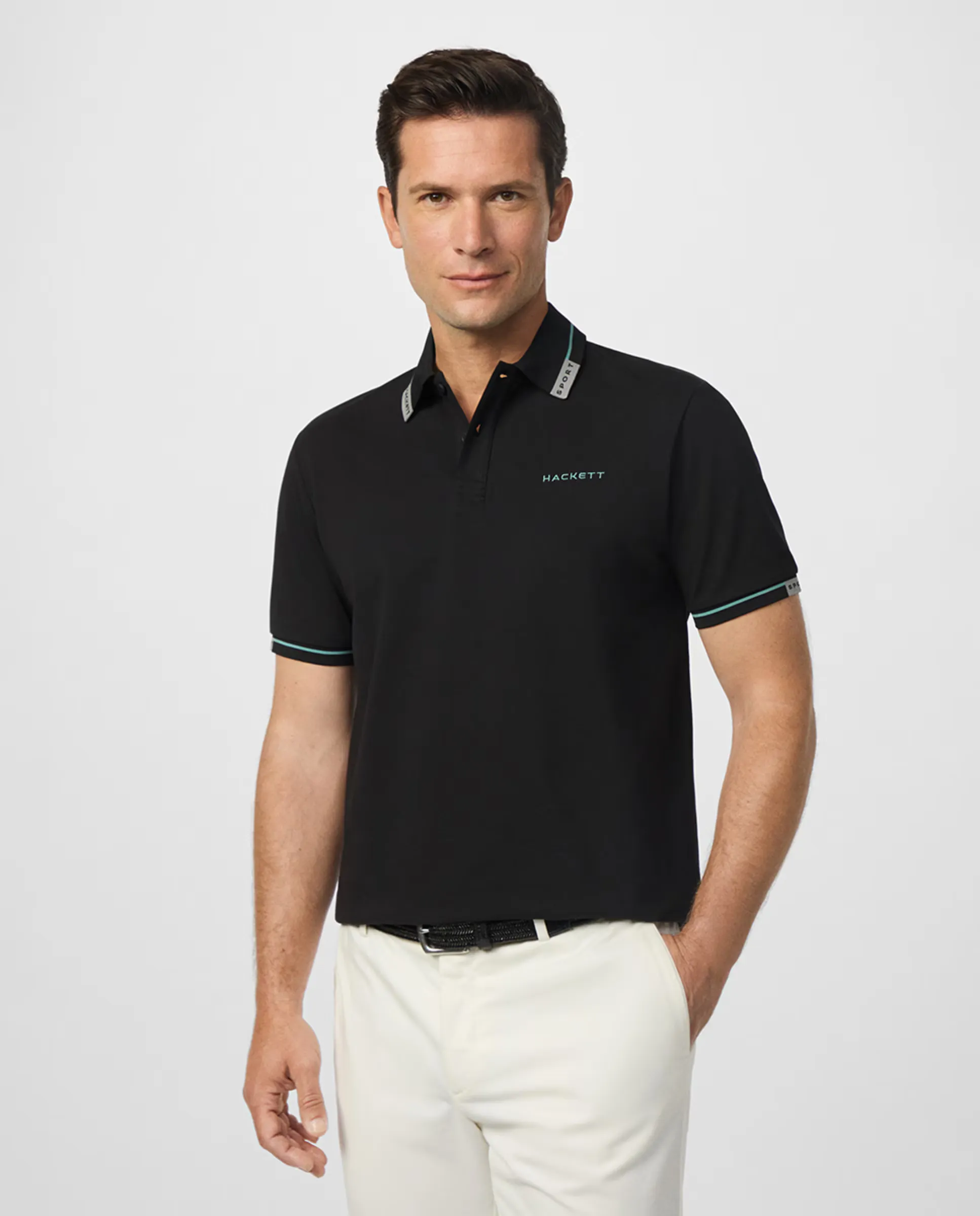 Мужская поло с коротким рукавом и детализированным воротником, большие размеры Hackett, черный
Мужская поло с коротким рукавом и детализированным воротником, большие размеры Hackett, черный