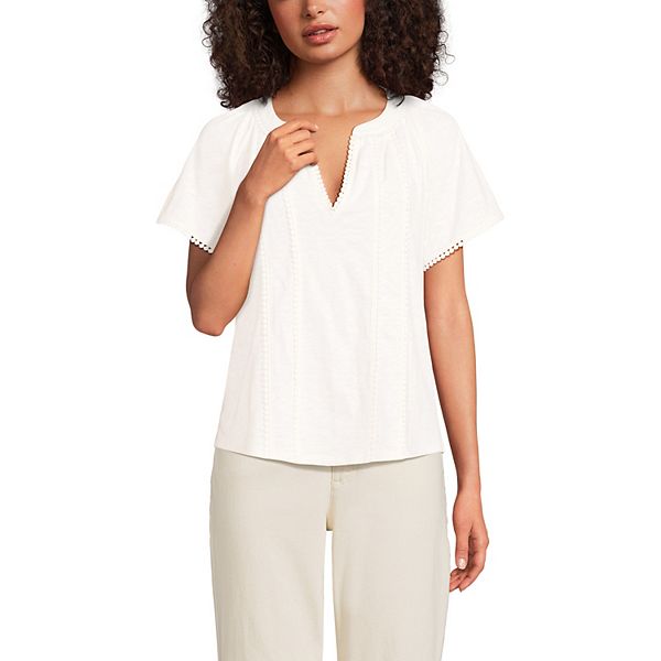 Женский топ с коротким рукавом и V-образным вырезом Lands' End, Ivory
Женский топ с коротким рукавом и V-образным вырезом Lands' End, Ivory