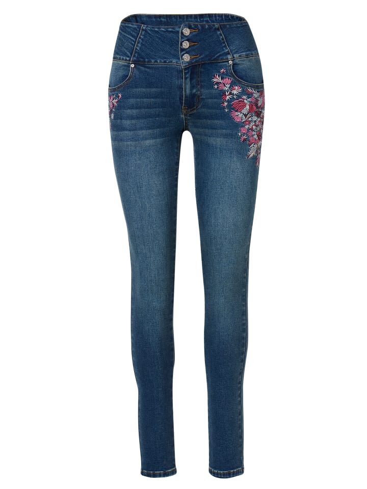 KOROSHI Женские джинсы зауженного кроя с вышитым корсетом синего цвета
KOROSHI Женские джинсы зауженного кроя с вышитым корсетом синего цвета