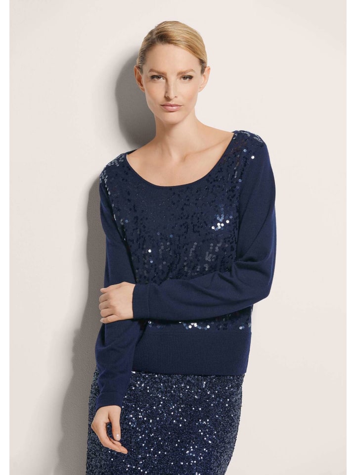 MADELEINE Свитер с круглым вырезом и блестящим эффектом, темно-синего цвета
MADELEINE Свитер с круглым вырезом и блестящим эффектом, темно-синего цвета
