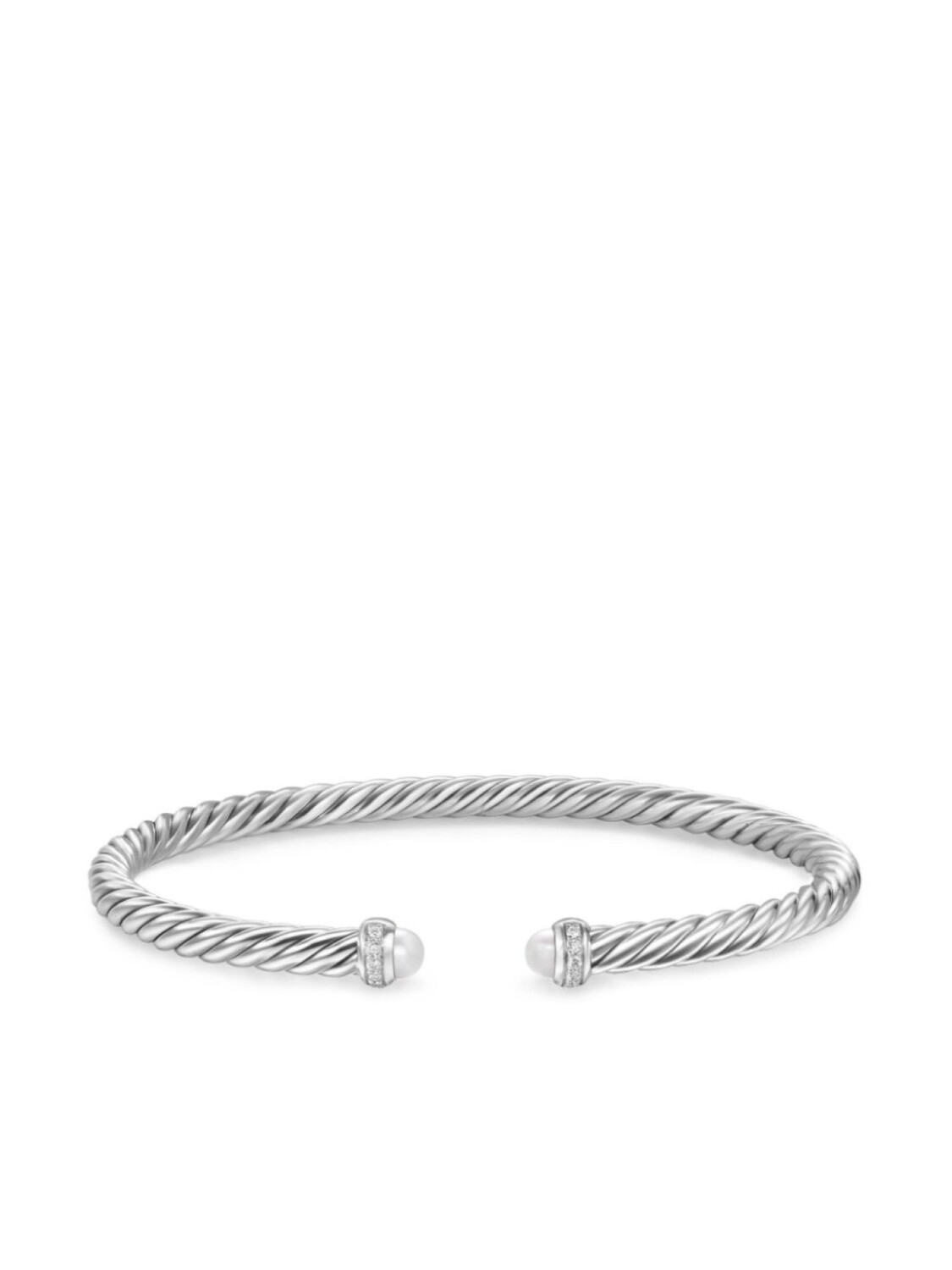 Браслет Cablespira из стерлингового серебра с жемчугом и бриллиантами David Yurman, серебряный 
Браслет Cablespira из стерлингового серебра с жемчугом и бриллиантами David Yurman, серебряный