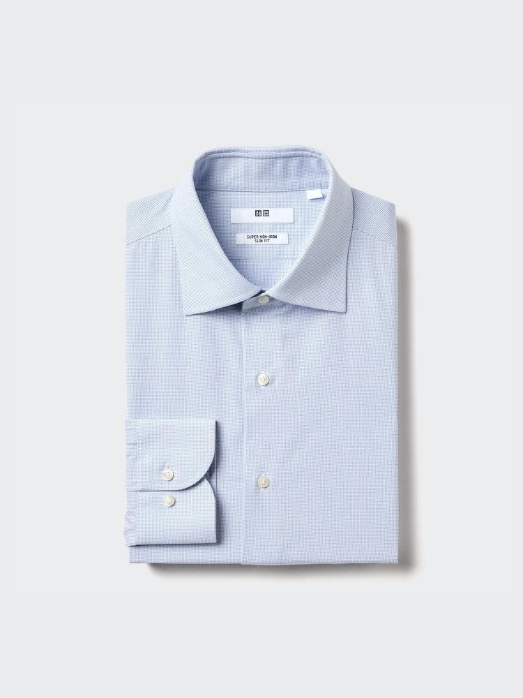 Приталенная рубашка super non-iron slim fit в клетку Uniqlo, цвет 64 синий 
Приталенная рубашка super non-iron slim fit в клетку Uniqlo, цвет 64 синий