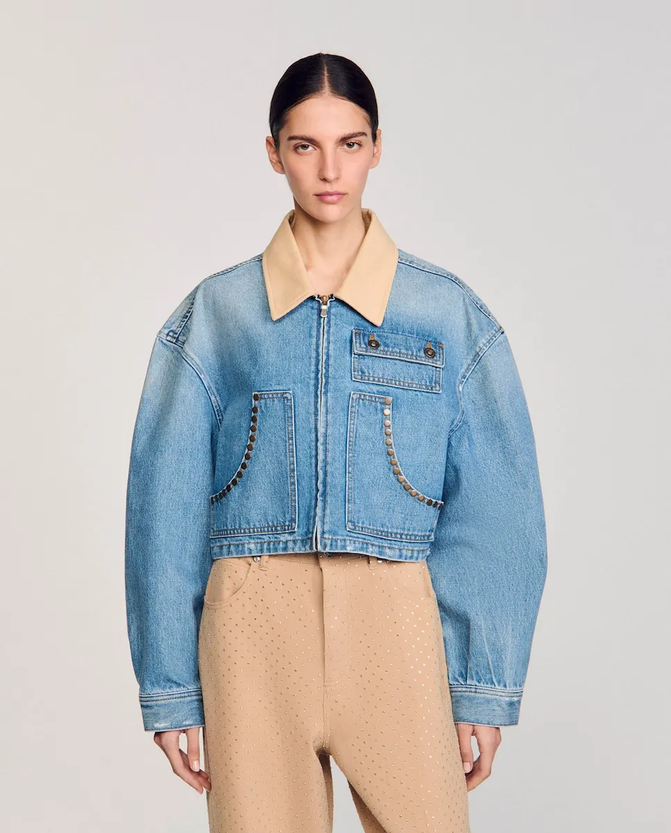 Женская джинсовая куртка с заклепками Sandro, синий
Женская джинсовая куртка с заклепками Sandro, синий
