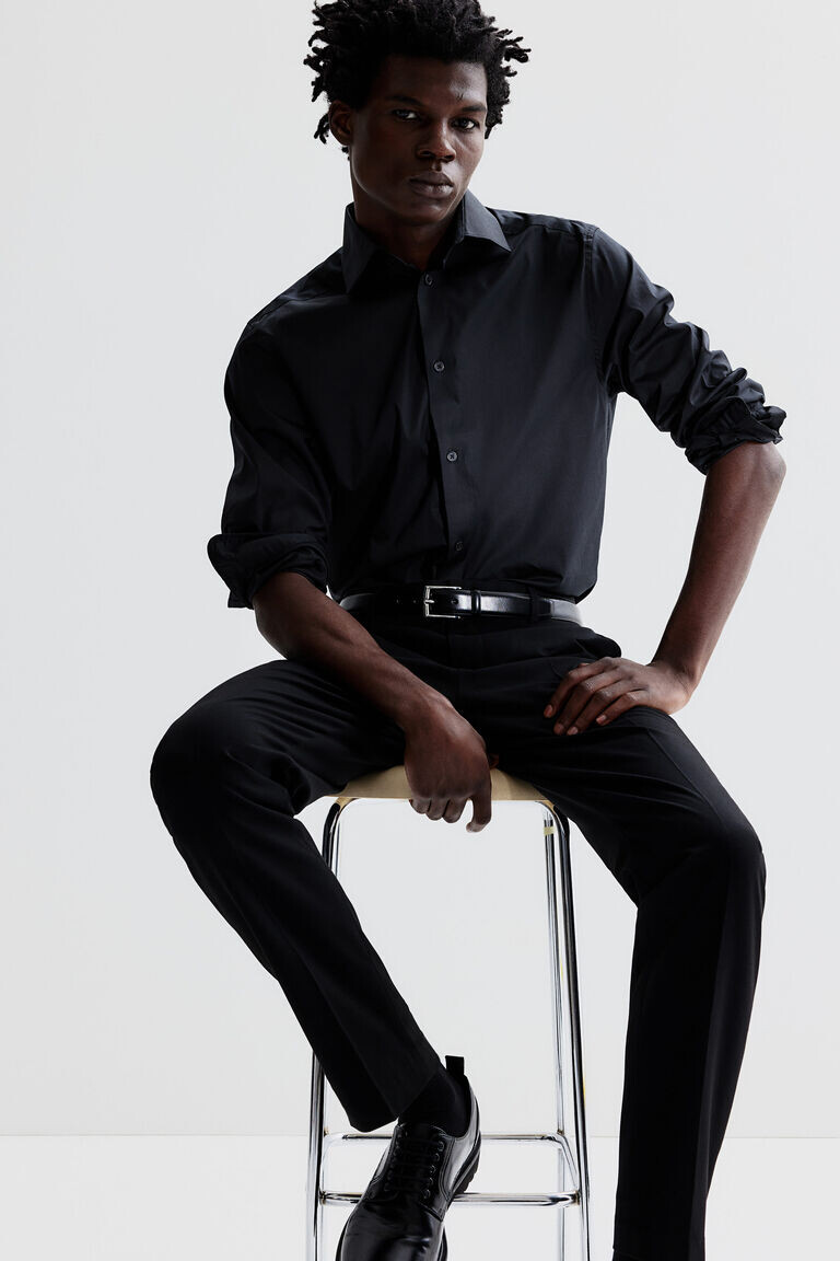 Рубашка slim fit stretch H&M, черный
Рубашка slim fit stretch H&M, черный