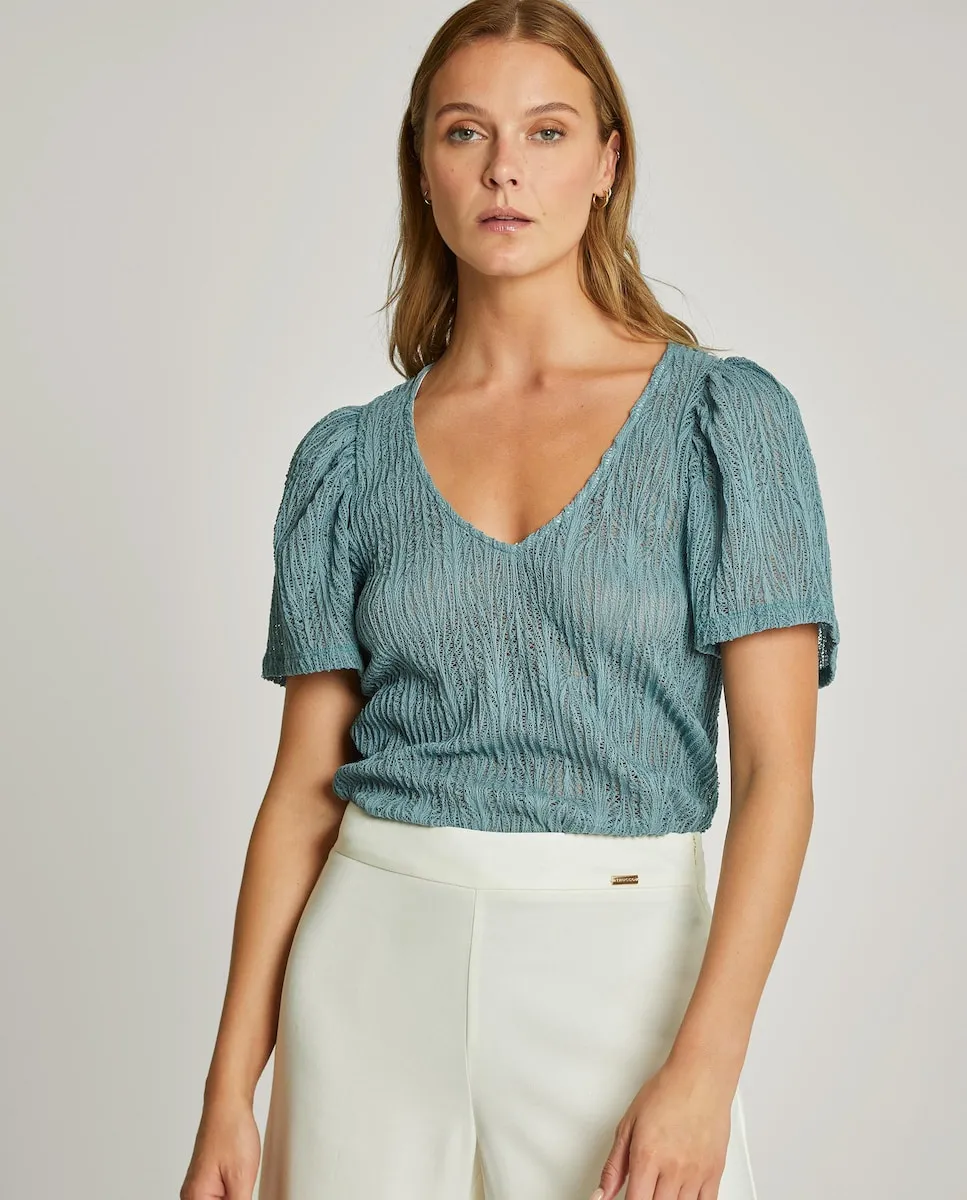 Женская футболка с короткими рукавами, связанная крючком Trucco, синий
Женская футболка с короткими рукавами, связанная крючком Trucco, синий