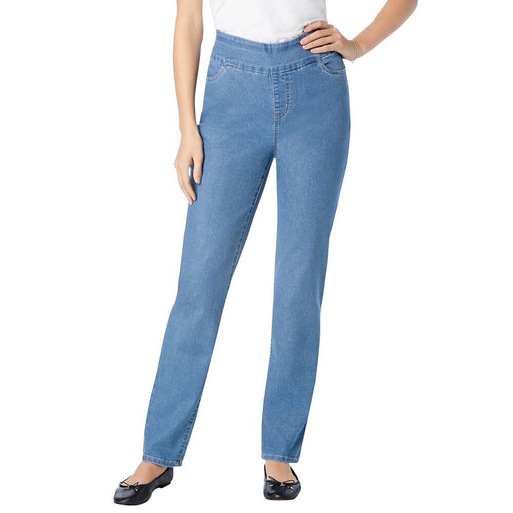 Женщина в женских джинсах прямого кроя с гибким кроем больших размеров без застежки Woman Within, цвет Light Stonewash
Женщина в женских джинсах прямого кроя с гибким кроем больших размеров без застежки Woman Within, цвет Light Stonewash