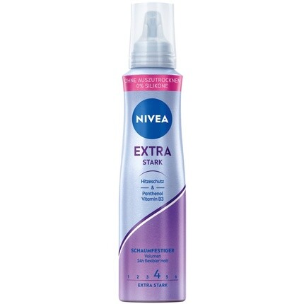Мусс для волос Extra Strong 150 мл с термозащитой, пантенолом и витамином B3 Nivea 
Мусс для волос Extra Strong 150 мл с термозащитой, пантенолом и витамином B3 Nivea