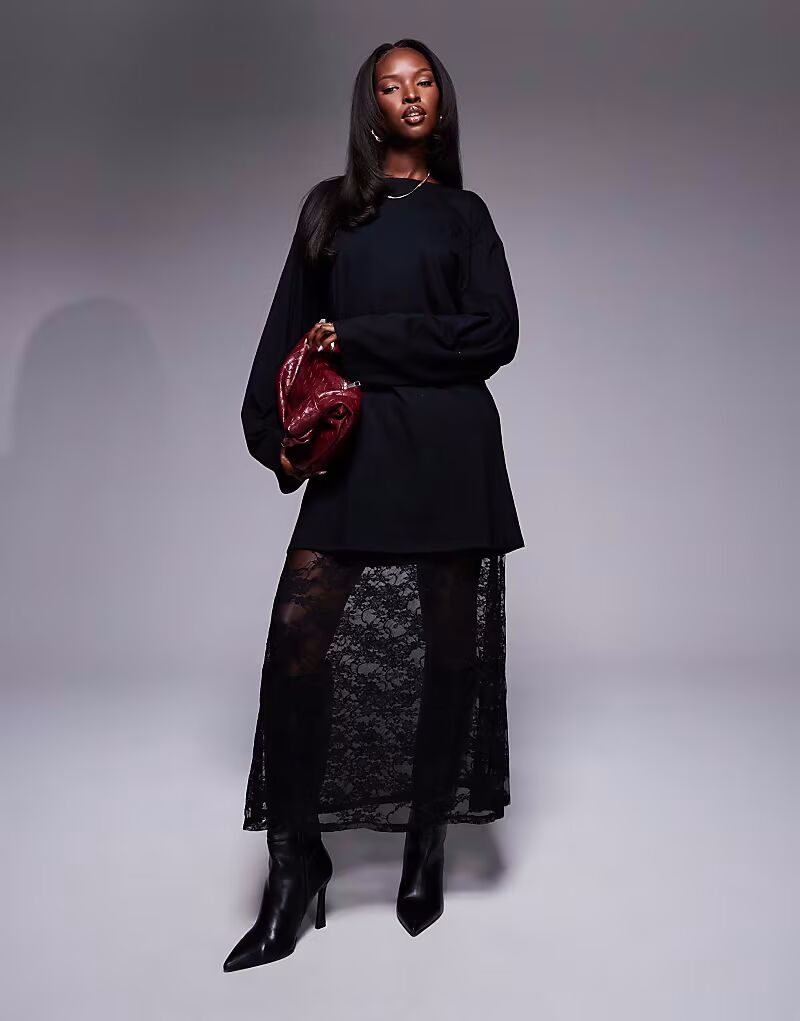 Футболка 2 в 1 ASOS DESIGN с кружевным платьем миди юбкой - ЧЕРНЫЙ
Футболка 2 в 1 ASOS DESIGN с кружевным платьем миди юбкой - ЧЕРНЫЙ