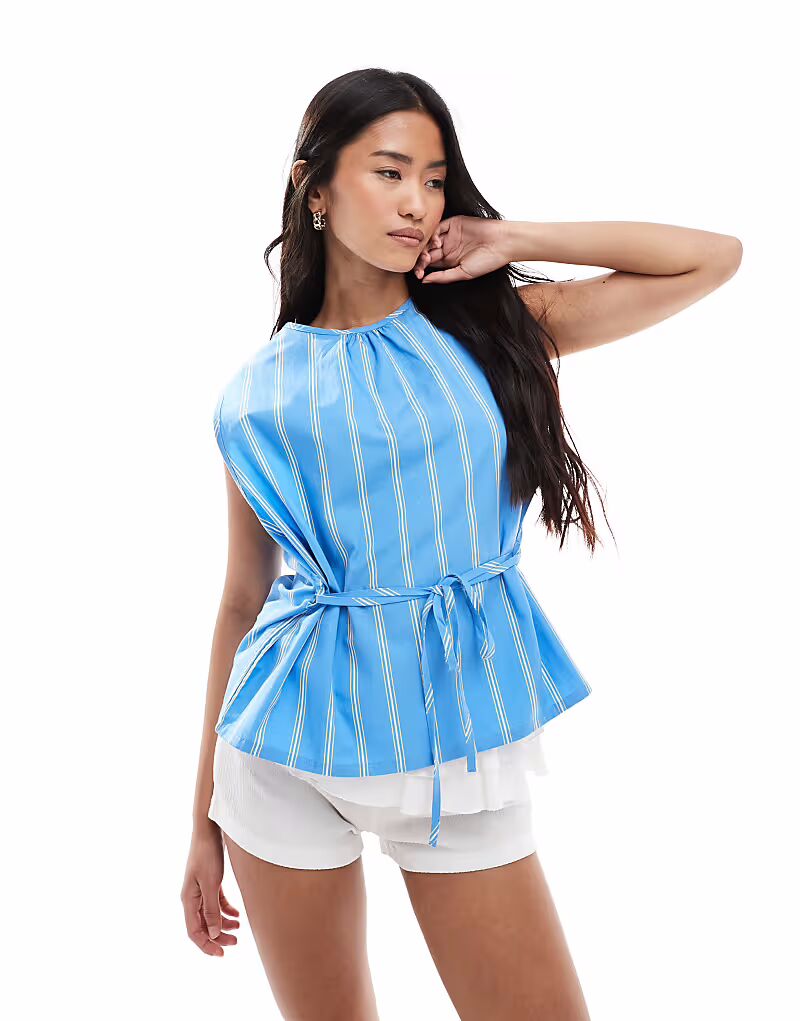 Топ ASOS DESIGN с завязкой спереди и поясом на талии в сине-желтую полоску
Топ ASOS DESIGN с завязкой спереди и поясом на талии в сине-желтую полоску