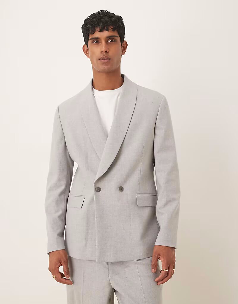 Двубортный пиджак-шаль, серый Asos Design
Двубортный пиджак-шаль, серый Asos Design