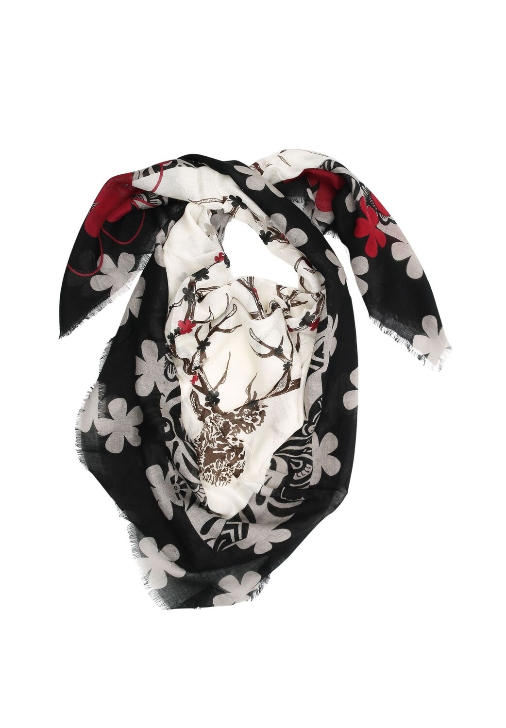 Традиционный шарф в виде оленя с цветами и большими оленьими рогами Allgäu Rebell, черный 
Традиционный шарф в виде оленя с цветами и большими оленьими рогами Allgäu Rebell, черный