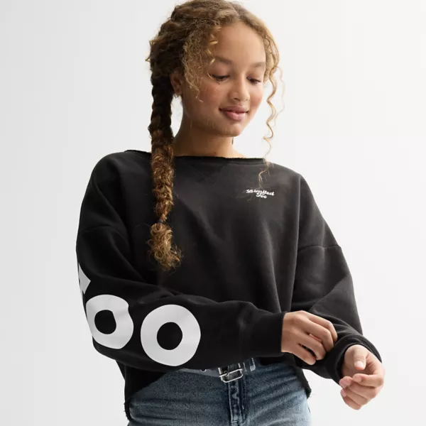 Топ с открытыми плечами и длинными рукавами для девочек 7-20 лет Limited Too, черный 
Топ с открытыми плечами и длинными рукавами для девочек 7-20 лет Limited Too, черный