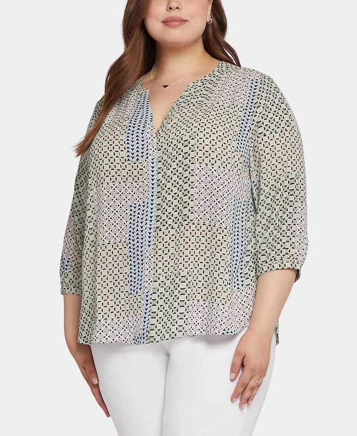 Блуза больших размеров с защипами и рукавами 3/4 NYDJ, мультиколор
Блуза больших размеров с защипами и рукавами 3/4 NYDJ, мультиколор