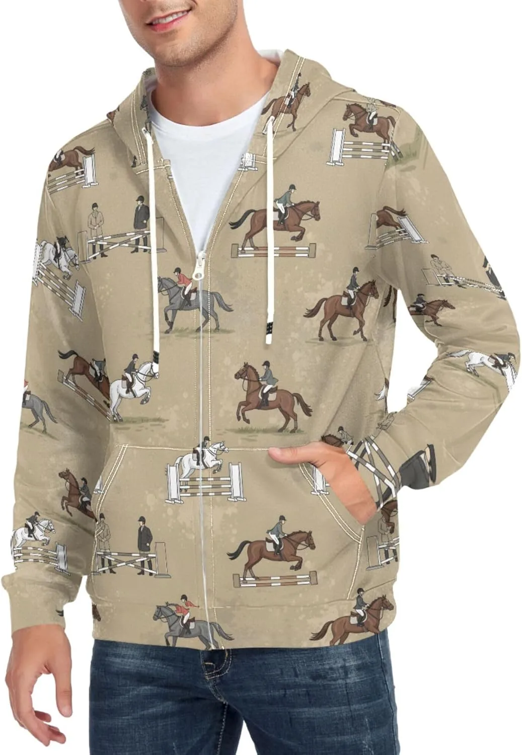 Мужская толстовка с капюшоном на молнии и принтом в конном стиле CUPADA
Мужская толстовка с капюшоном на молнии и принтом в конном стиле CUPADA